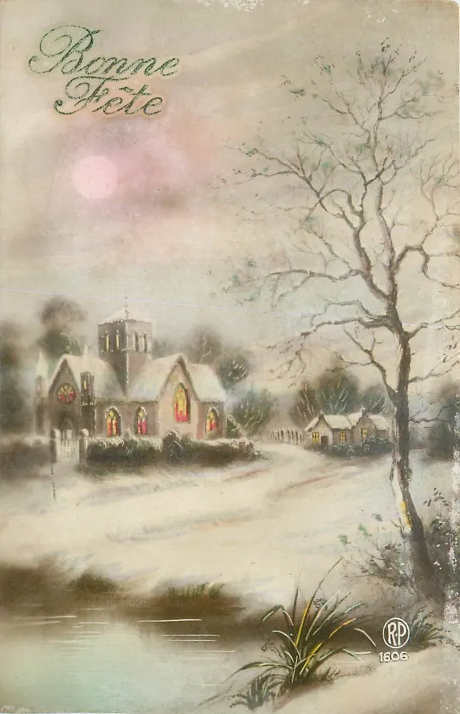 Sneeuwdekte kerk — winterlandschap — RP 1605 - Voorkant