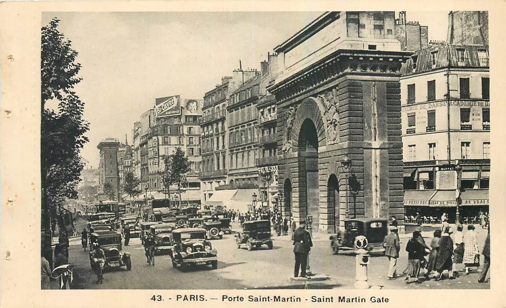 Paris — Porte Saint-Martin — Porta de São Martinho — editor A. Leconte, 38, r. Ste-Croix-de-la-Bretonnerie, Paris - Frente