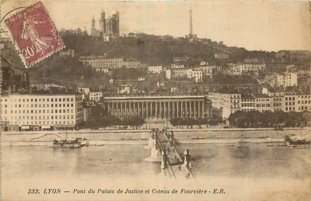 LYON — Brücke des Palastes der Gerechtigkeit und Fourvière-Hügel — E.R. - Vorderseite