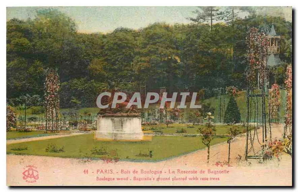 Paris - Bois de Boulogne - La Roseraie de Bagatelle — éditeur Paris, n°44 - Recto