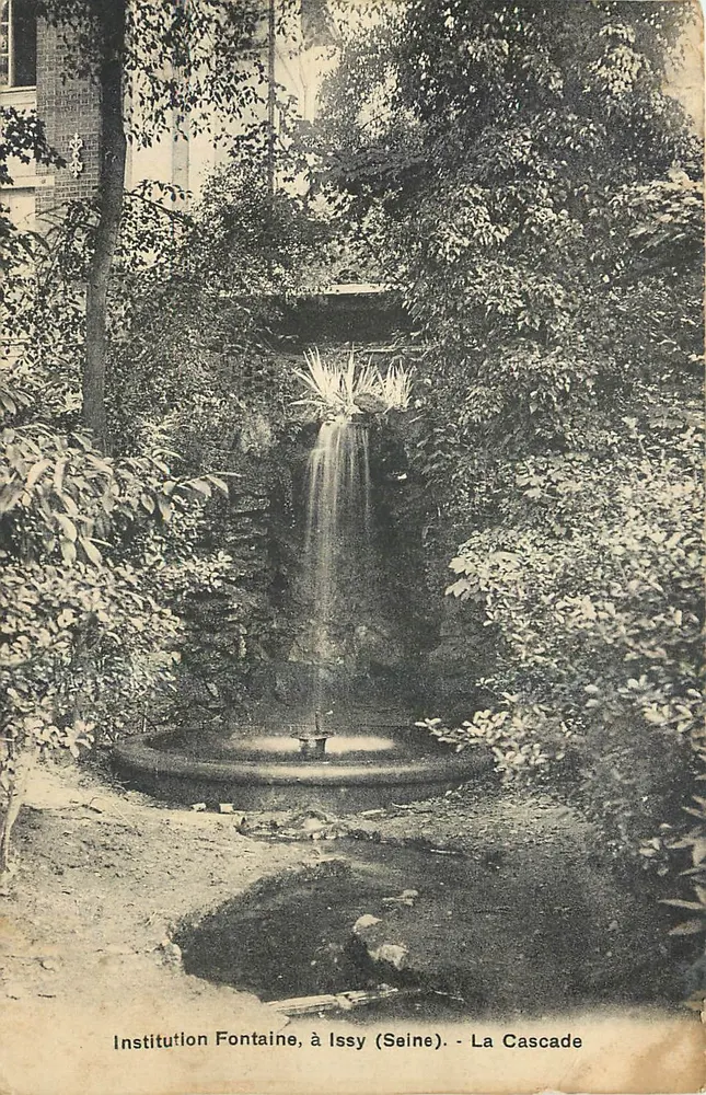 Institución Fontaine, en Issy (Seine) — La Cascada — editor A. Dagelet Frères - Anverso