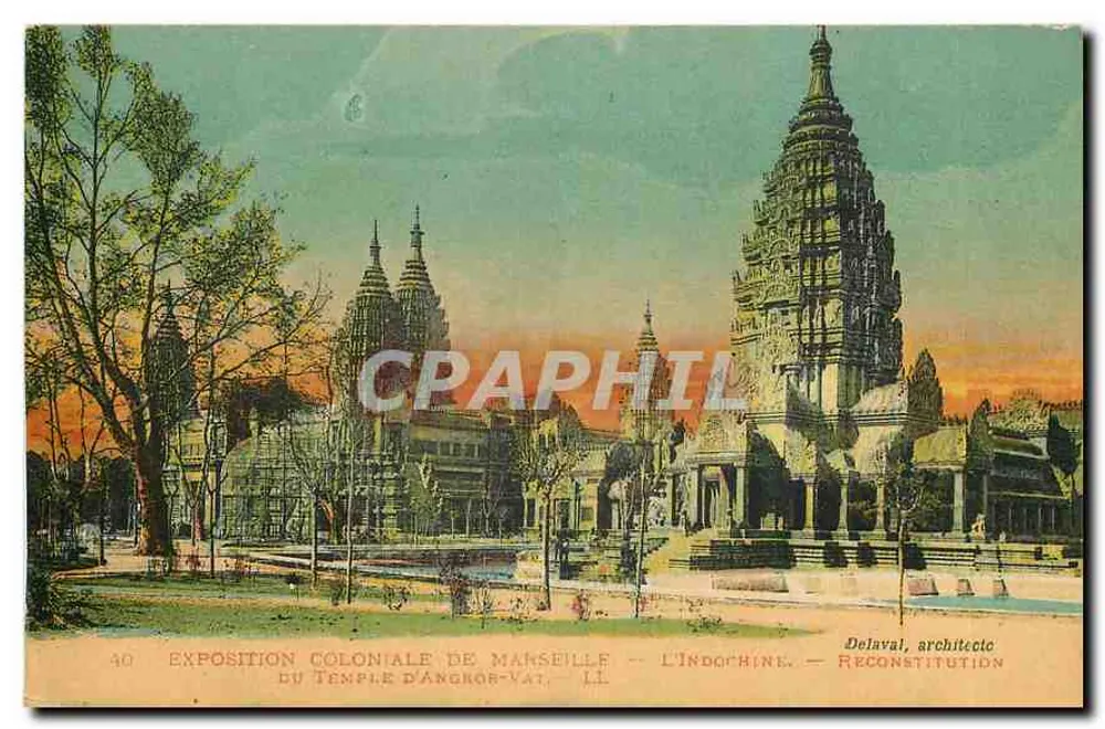 Exposition Coloniale de Marseille — L'Indochine — Reconstitution du Temple d'Angkor-Vat — Delaval, architecte - Recto