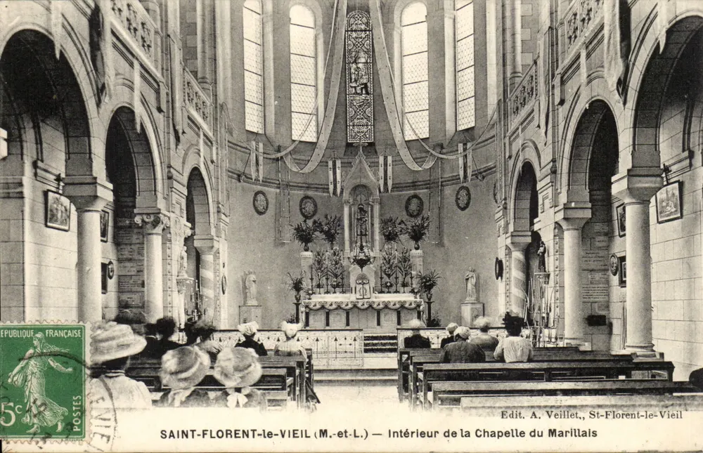 SAINT-FLORENT-le-VIEIL (M.-et-L.) — Innenraum der Kapelle des Marillais — Edit. A. Veillet, St-Florent-Le-Vieil - Vorderseite