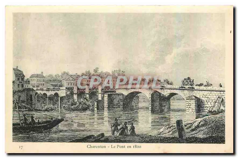 चेरेंटॉन - 1820 में पुल - ऐतिहासिक छापा - संख्या 17 - आगे