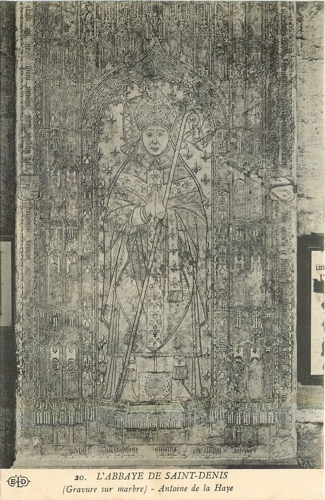 L'ABBAYE DE SAINT-DENIS — Gravure sur marbre d'Antoine de la Haye — Édition E.P.D. n°20 - Recto