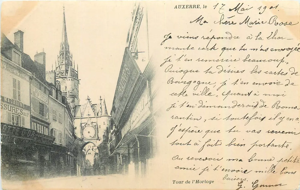 AUXERRE — Torre del Reloj — Editor: G. Ganne - Anverso