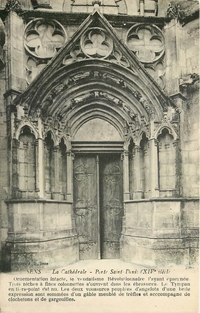 Sens — A Catedral — Porta Saint-Denis (século XIV) — Edição J. D., Sens - Frente