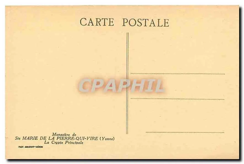 Hauptkrypta — Kloster La Pierre-qui-Vire (Yonne) — Verlag: P. Cotter-Waçor - Rückseite