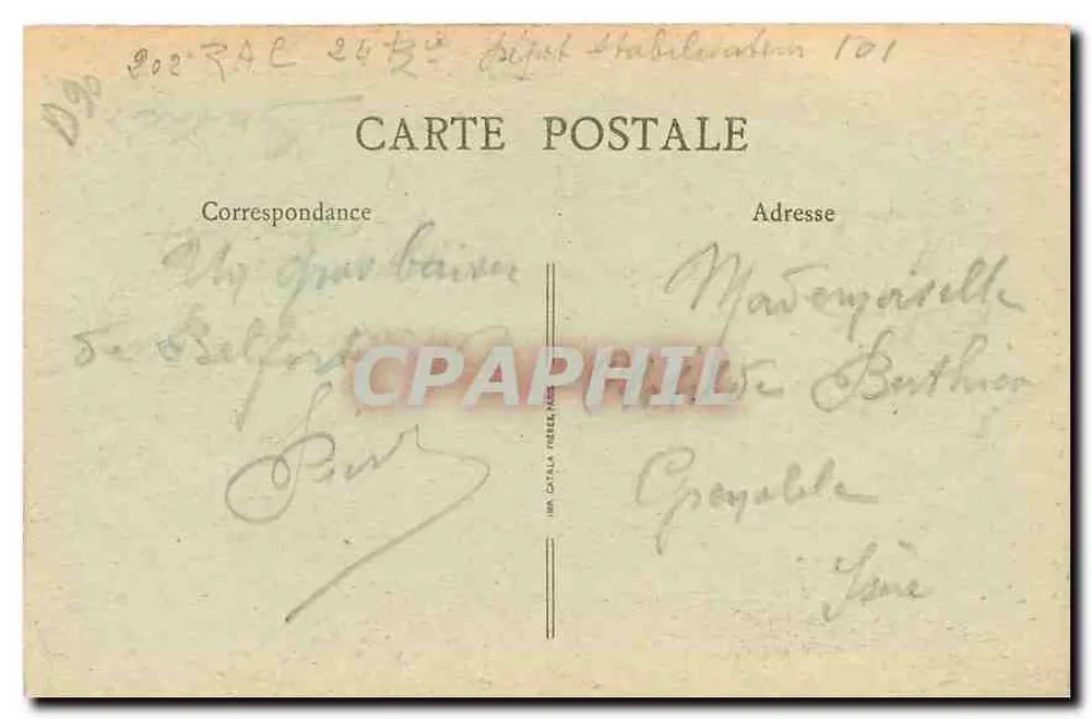 Belfort - A Prefeitura — B.F., PARIS, n°24 - Verso