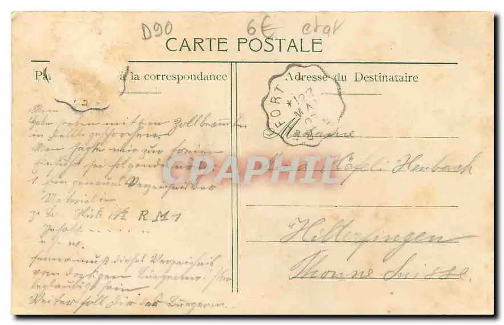 Belfort — General View and Monument of the Grand Mémé — Publisher BAL P.P.B. No 881 - Back