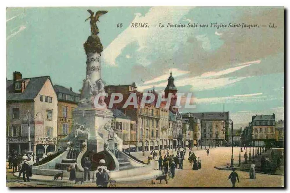 Reims — La Fontaine Sudé in Richtung Kirche Saint-Jacques — LL. n°65 - Vorderseite