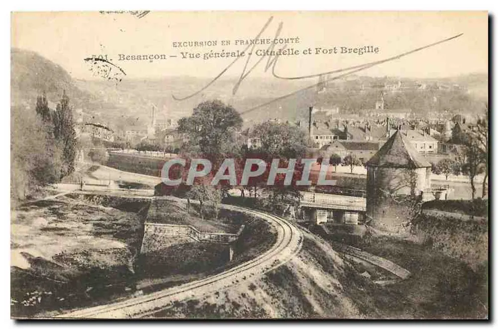 Besançon — Vue générale — Citadelle et Fort Bregille — Éditeur FAL - Recto