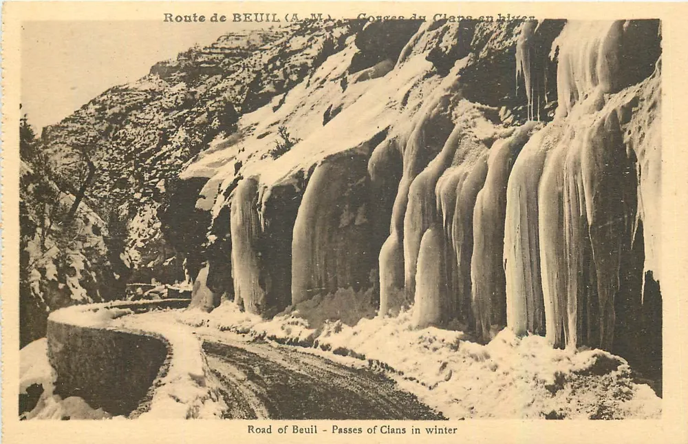 Gorges do Clans no inverno — Estrada de Beuïl (A.M.) — Gilletta et Cie, Editora, Nice - Frente