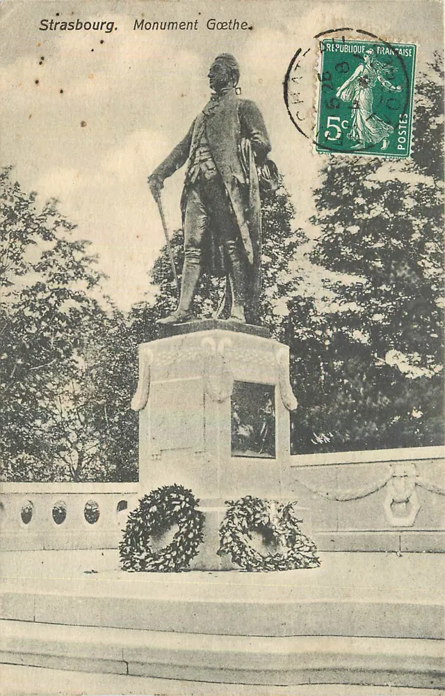 स्ट्रासबर्ग। गोएथे के स्मारक — एडिटर अदृश्य, श्रृंखला संख्या अपठ्य - आगे