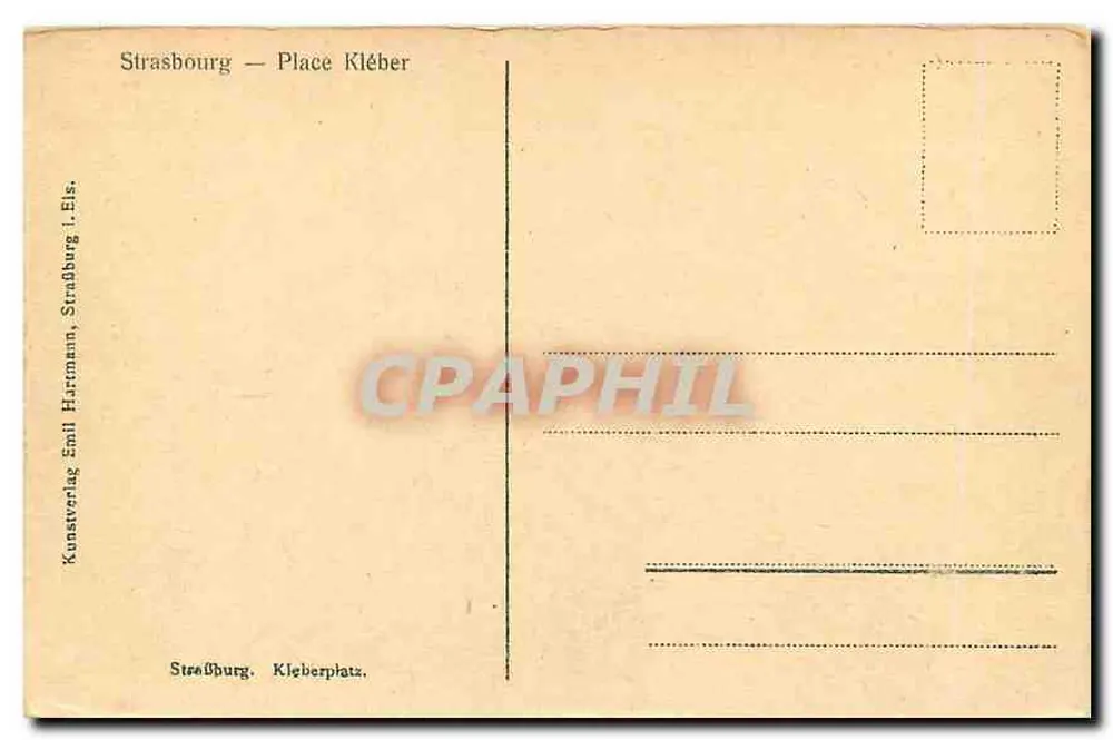 Strasbourg — Place Kléber — Kunstverlag Emil Hartmann, Strasbourg - Verso