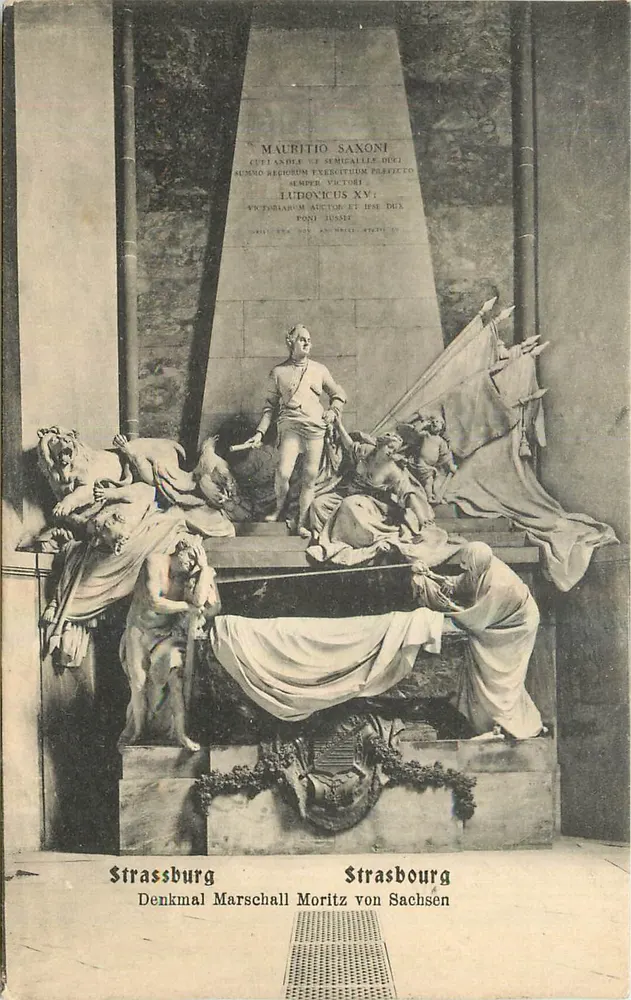 Estrasburgo — Monumento ao marquês Moritz de Saxônia — Jul. Manzler & Cie, Estrasburgo, n° 3229 - Frente