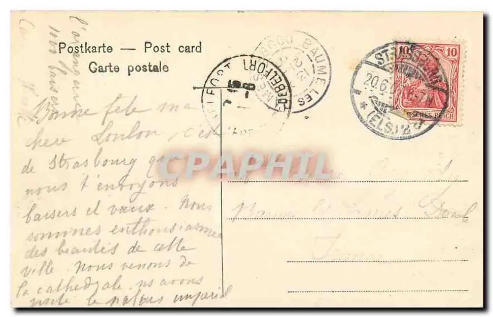 Strasbourg - Catedral — vista da fachada e da flecha — editor não identificado - Verso