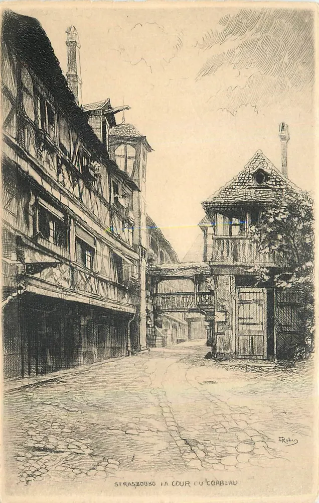 Estrasburgo — A Cour do Corvo — gravura segundo E. Rohin - Frente