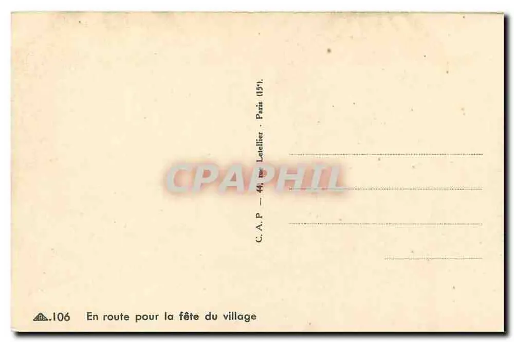 Dorf-Fest — Prozession mit dekoriertem Wagen — C.A.P. Letelier, Paris - Rückseite