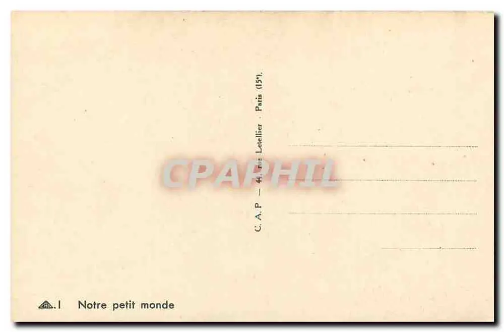 Crianças em trajes tradicionais — rua pavimentada — Bilhete postal antigo Notre petit monde, Paris (151) - Verso