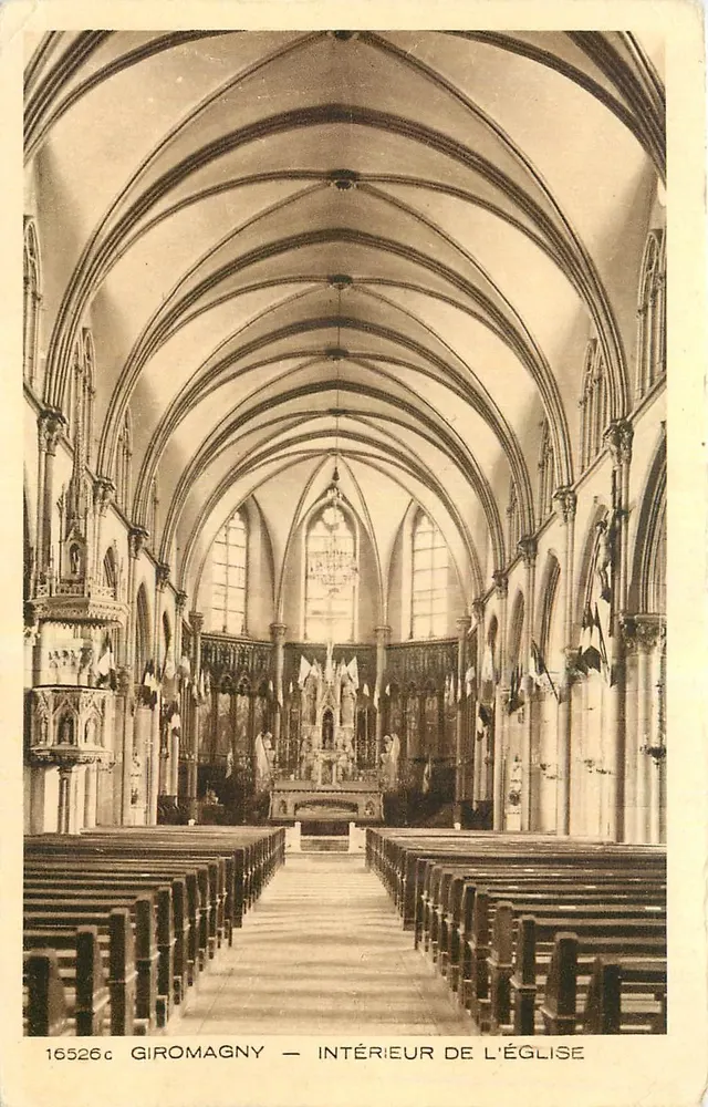 Giromagny — Interior of the Church — series 16526c, publisher Braun & Cie - Front