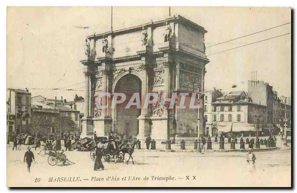 Marselha — Place d'Aix e o Arco do Triunfo — editor desconhecido, n° 10 - Frente