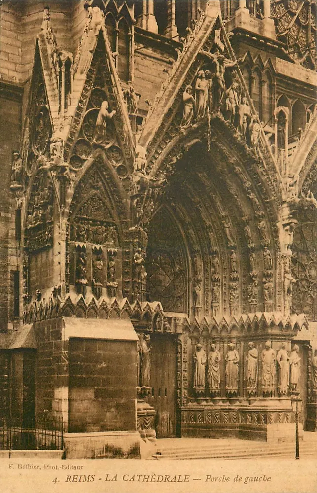 Reims - La Cathédrale — Porche de gauche — F. Bothier, Phot.-Editeur - Recto