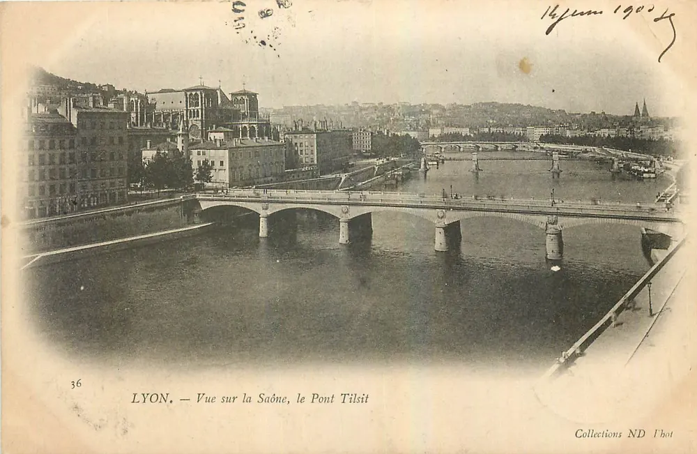 LYON — Vista sobre a Saône, o Ponte Tilsit — Coleções ND Phot - Frente