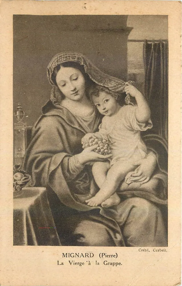 A Virgem com a Grapa — obra de Pierre Mignard — Créété, Corbeil - Frente