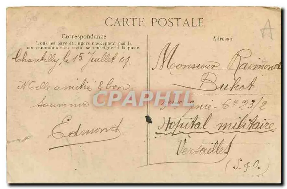 Chantilly — Zamek, fasada główna — Collection H. Commien, Tallois, Restauracja, naprzeciwko Stacji - Rewers