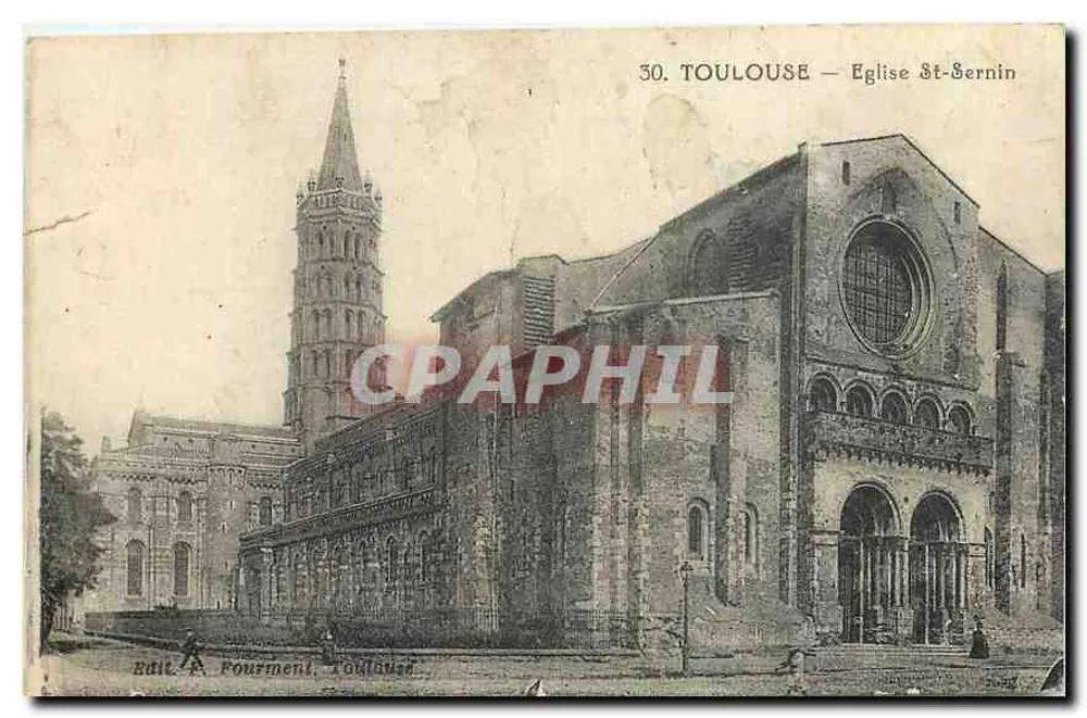 Toulouse — Igreja de São Sernin — Edit. A. Fourment, Toulouse - Frente