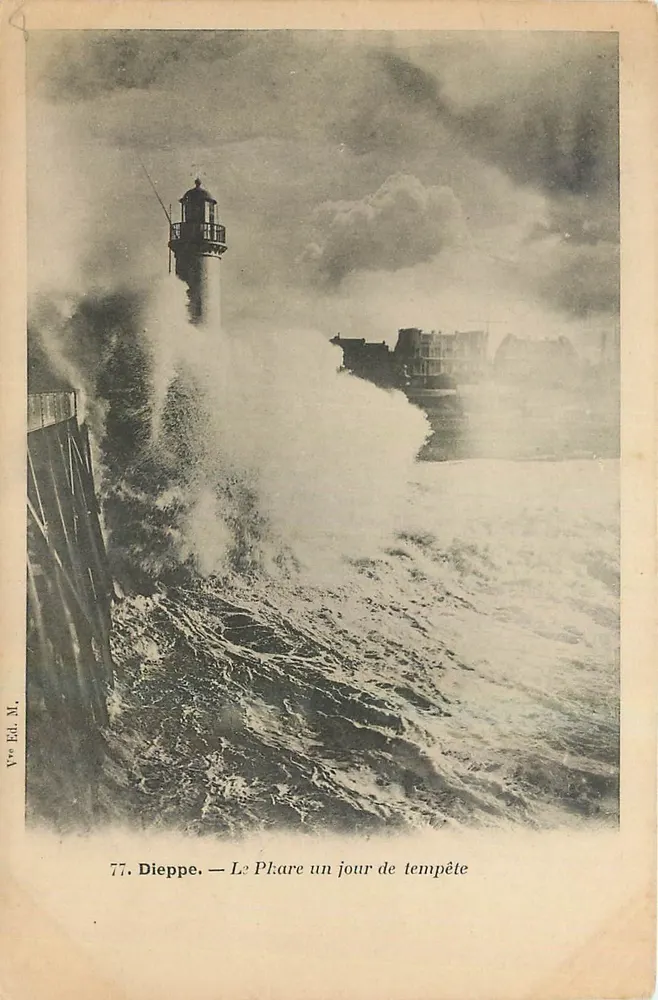 Dieppe — O Farol em um dia de tempestade — Ed. M. n°77 - Frente