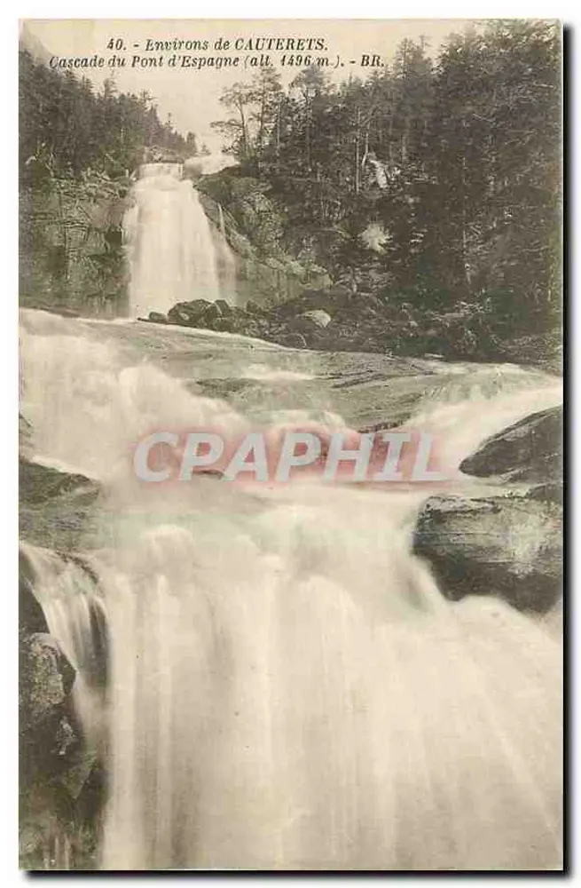 Cascata do Ponte d'Espagne — Nas proximidades de Cauterets — Bloc frères, n°40 - Frente