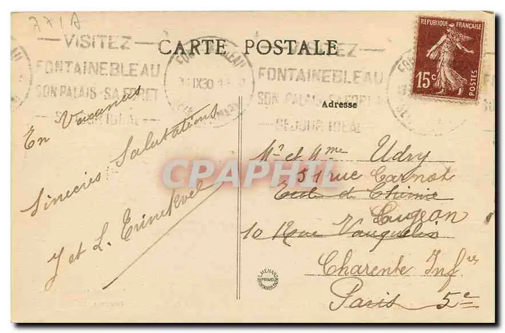 Floresta de Fontainebleau — Dolmen d'Adolphe Joanne — Coleção Artística L. M. - Verso
