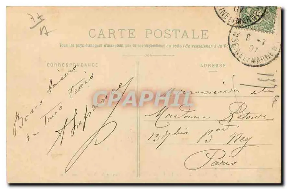 Floresta de Fontainebleau — Rocher de Plutus (Mont Aigu) — Editor E. T. n° 377 - Verso
