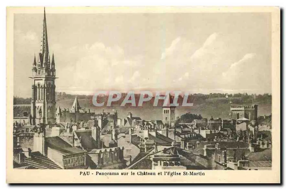 Pau - Panorama des Schlosses und der Kirche St-Martin - Vorderseite