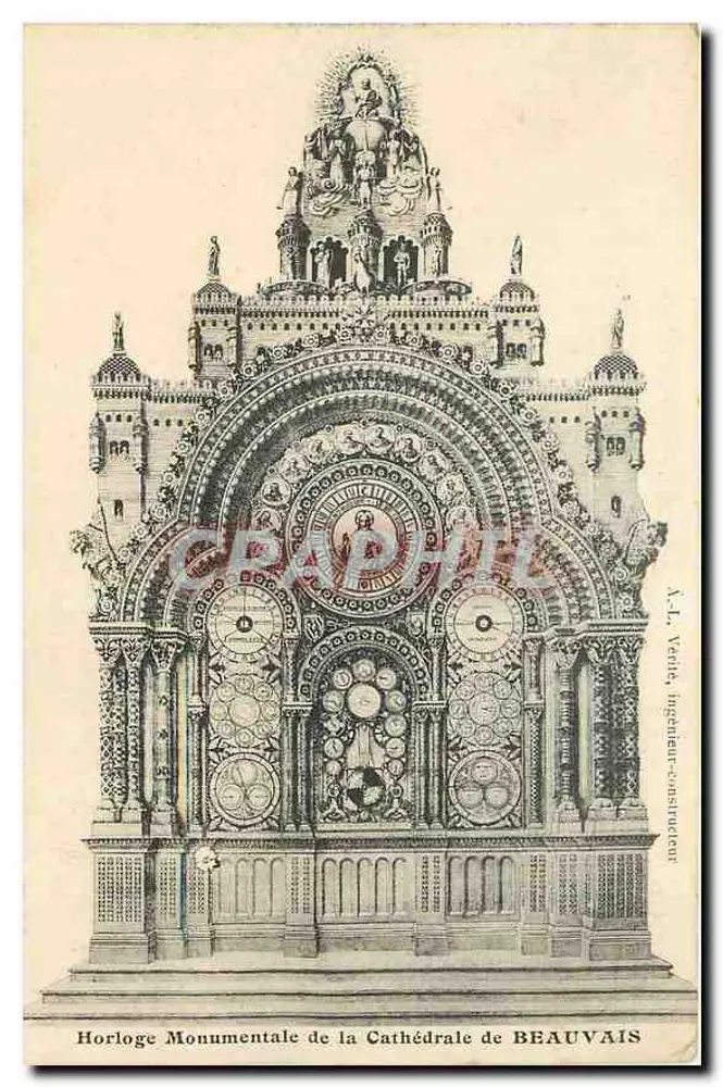 Monumentale Uhr der Kathedrale von BEAUVAIS — Zeichnung von A.-L. Venis, Ingenieur-Bauherr - Vorderseite