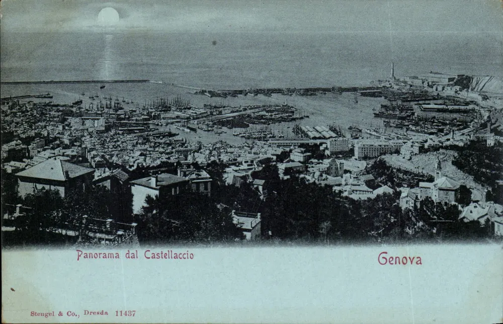 Panorama dal Castellaccio — Genua — Stengel & Co., Dresda 11437 - Vorderseite