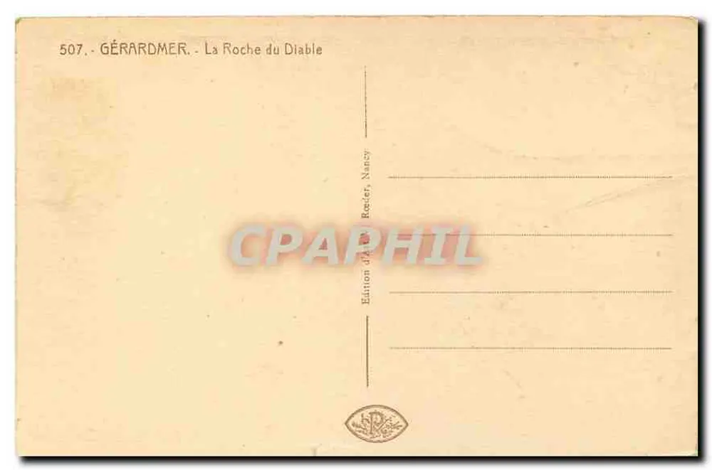 Gérardmer — La Roche du Diable — Edição Roccier, Nancy, n°507 - Verso