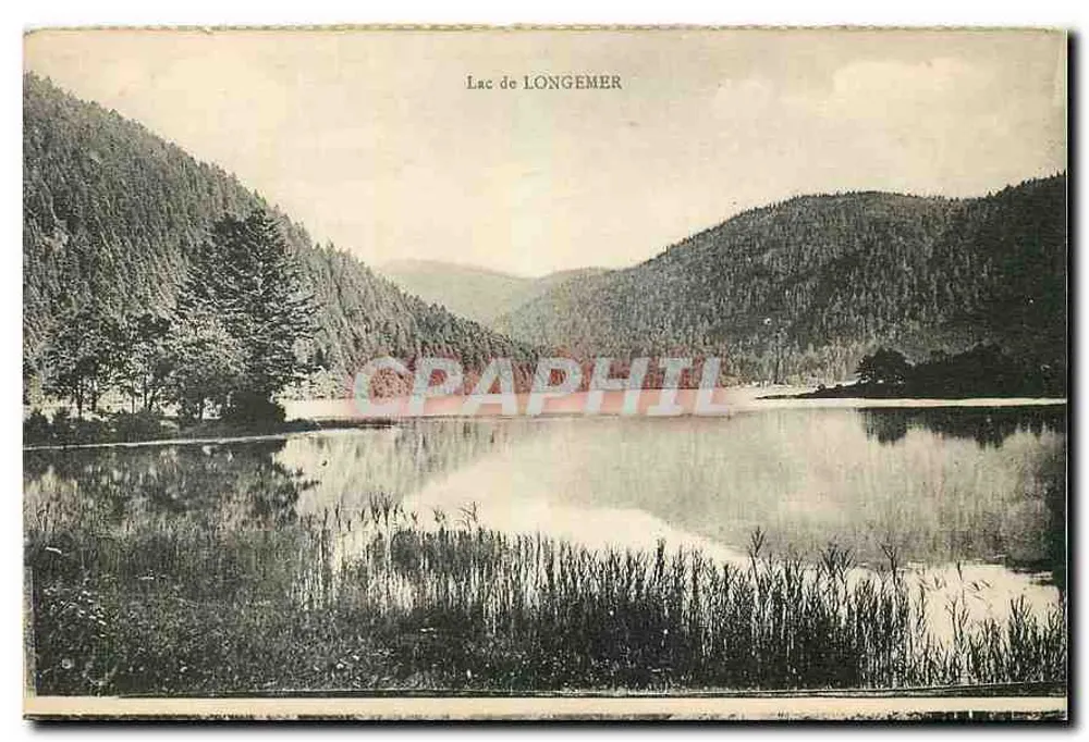 Lago de Longemer — vista lacustre cercada por florestas — editor Cartes 'La Cigogne', Strasbourg - Frente