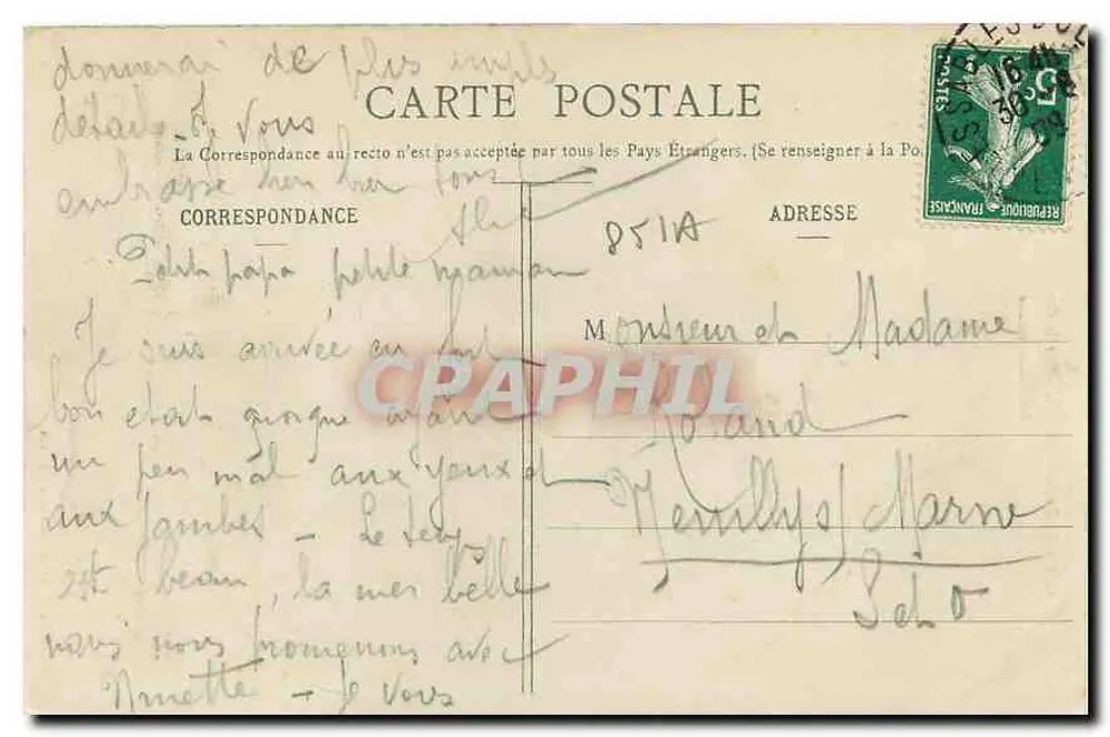 Les Sables-d'Olonne - An der Küste von St-Jean l'Orbestier - Die Höhle in der Felsen - Salerles - Nr. 181 - Rückseite