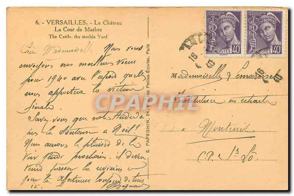 Versailles — O Castelo, A Cour de Marbre — E. Papeghin, n°6 - Verso