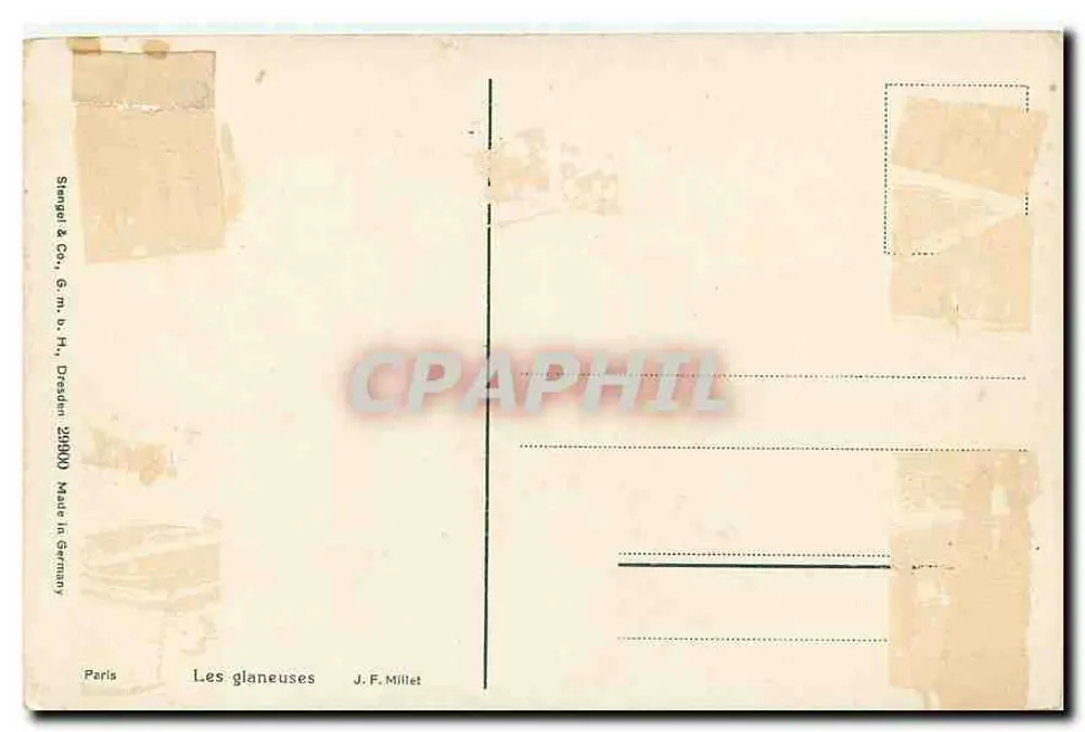 As ceifeiras — J. F. Millet — edição Stiengel & Co., Dresden - Verso
