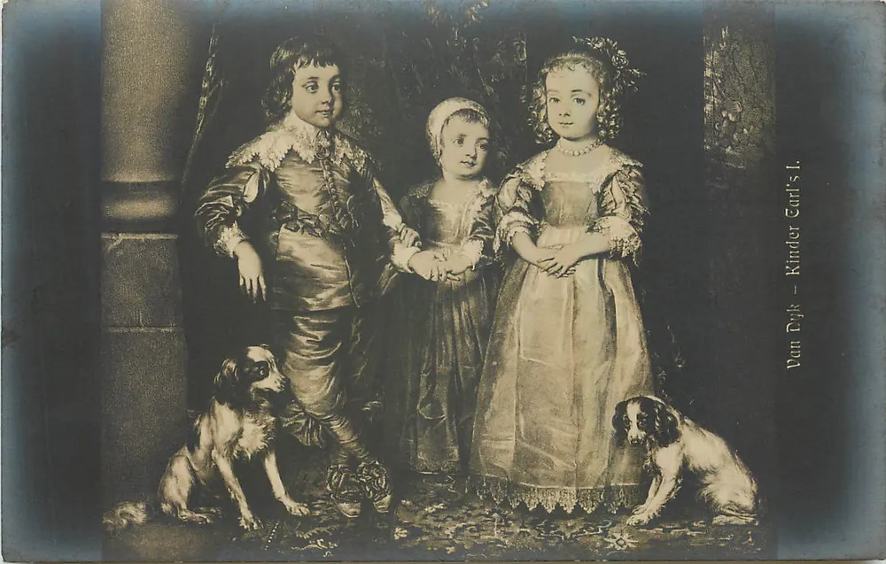 Três crianças e dois cães — Van Dylk — Kinder Carl's I. — Série 1325 - Frente