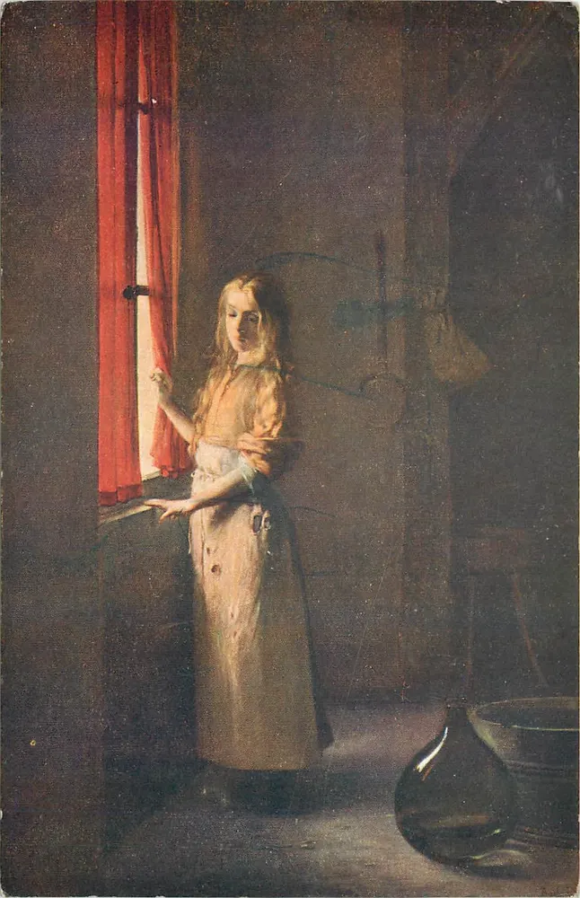 Mulher à janela — cena interior — Joseph Ball, Paris - Frente