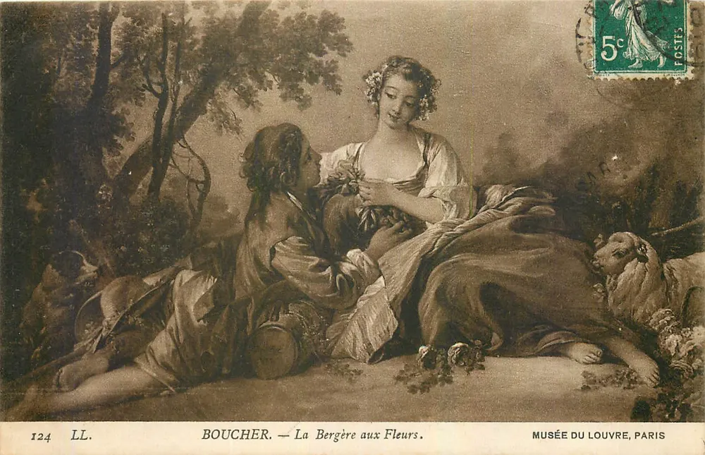 La Bergère aux Fleurs — Boucher — Musée du Louvre, Paris - Recto
