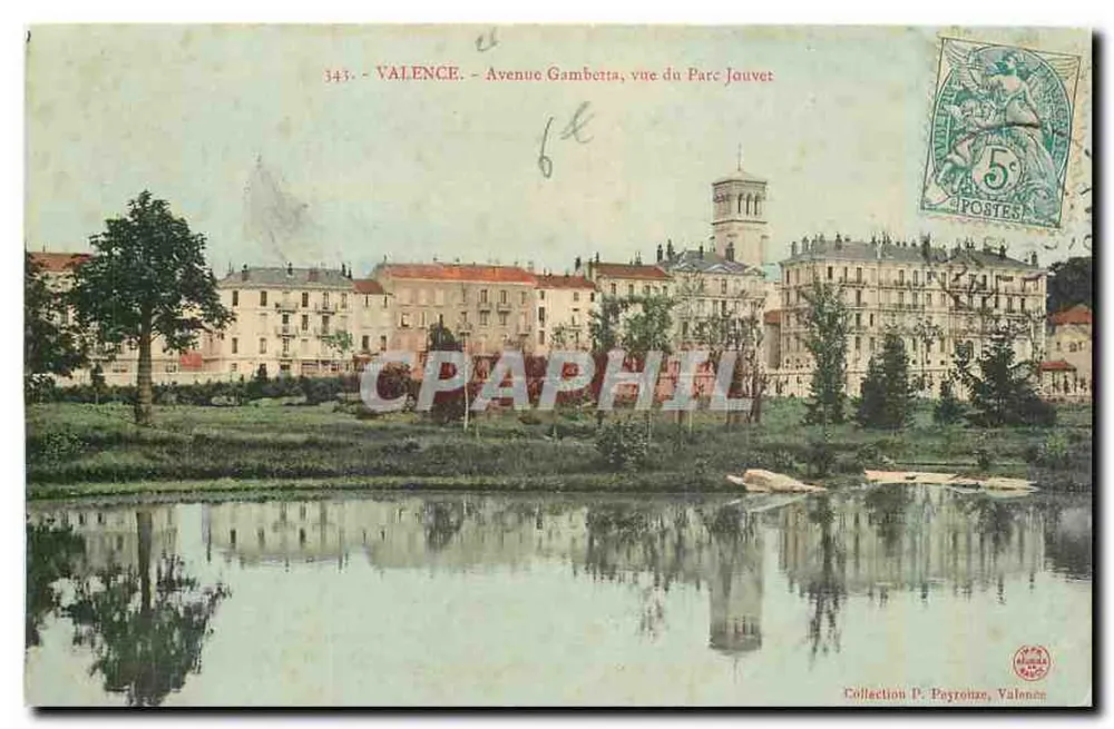 Valence - Avenue Gambetta, Ansicht des Parc Jouvet — Sammlung P. Payronze, Valence - Vorderseite
