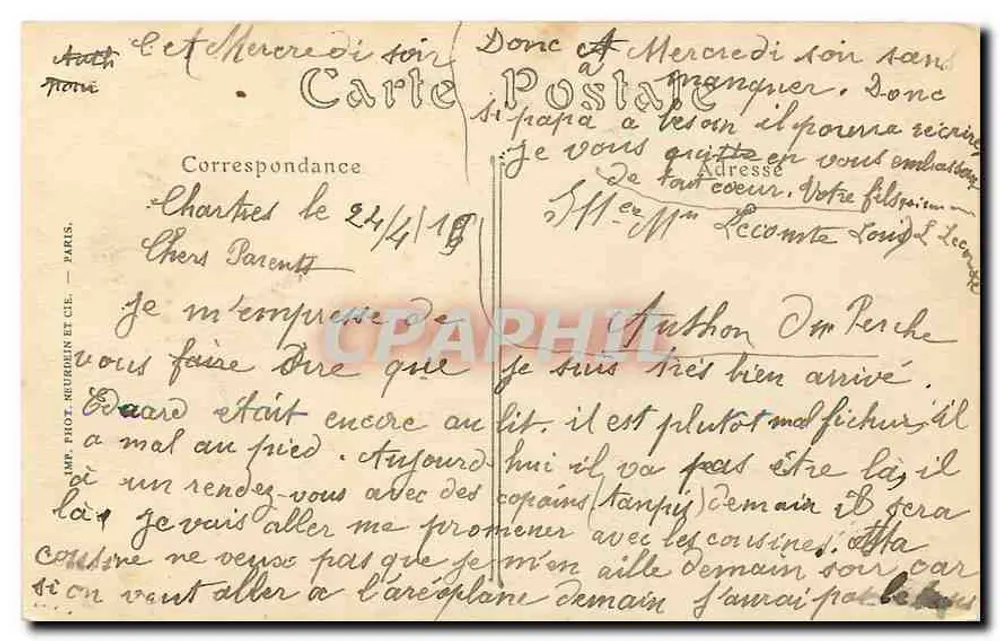 Chartres — A Estátua de Marceau — ND. Foto. N°7 - Verso