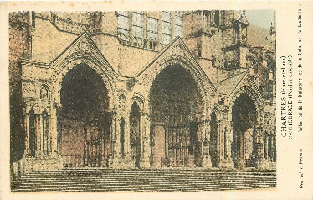 Chartres (Eure-et-Loir) — Catedral e portais juntos — Coleção da Kolarsine, impressa na França - Frente