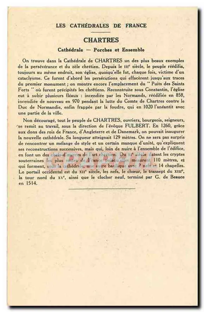 Chartres (Eure-et-Loir) — Catedral e portais juntos — Coleção da Kolarsine, impressa na França - Verso